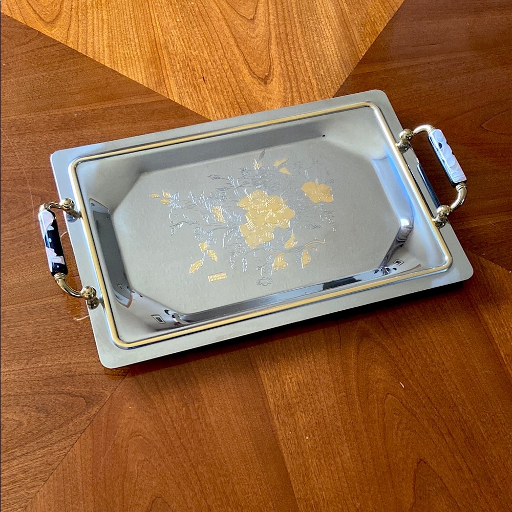 Small Vintage Serving Tray - MGM INOX 18/10 Stainless Steel